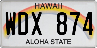 HI license plate WDX874