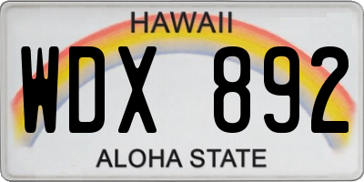 HI license plate WDX892