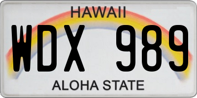 HI license plate WDX989