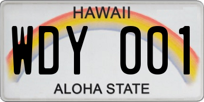 HI license plate WDY001