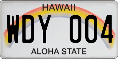 HI license plate WDY004