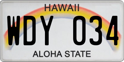 HI license plate WDY034