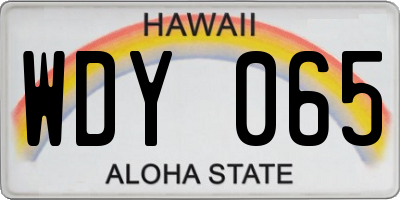 HI license plate WDY065