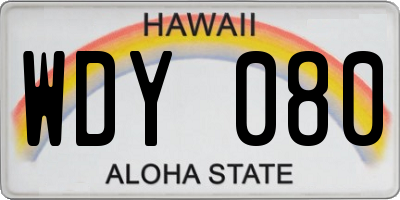 HI license plate WDY080