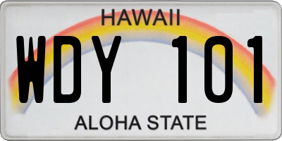 HI license plate WDY101