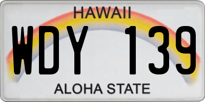HI license plate WDY139