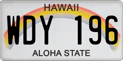HI license plate WDY196
