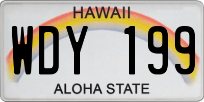 HI license plate WDY199