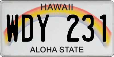 HI license plate WDY231