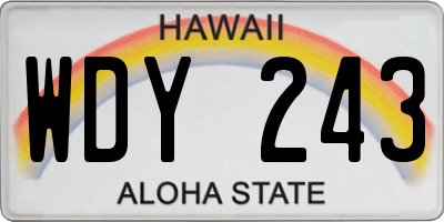 HI license plate WDY243