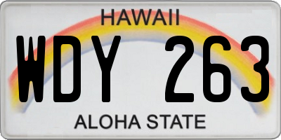 HI license plate WDY263