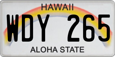HI license plate WDY265