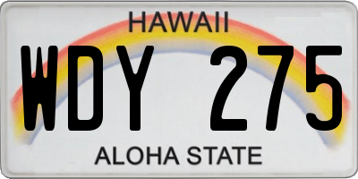 HI license plate WDY275