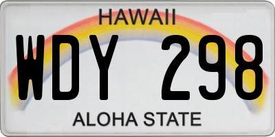 HI license plate WDY298