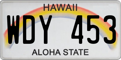 HI license plate WDY453