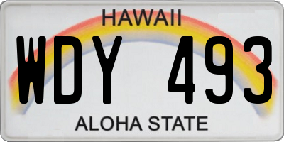 HI license plate WDY493
