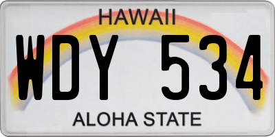 HI license plate WDY534
