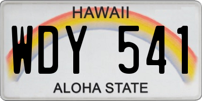 HI license plate WDY541