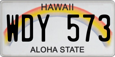HI license plate WDY573