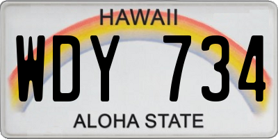 HI license plate WDY734