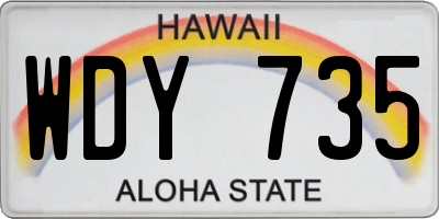 HI license plate WDY735