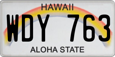 HI license plate WDY763