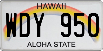 HI license plate WDY950