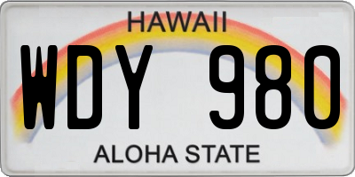 HI license plate WDY980