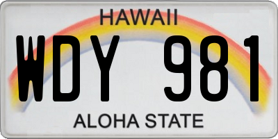 HI license plate WDY981