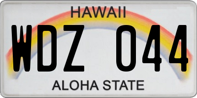 HI license plate WDZ044