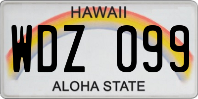 HI license plate WDZ099