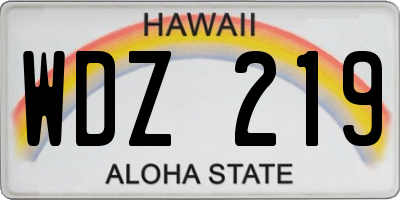 HI license plate WDZ219