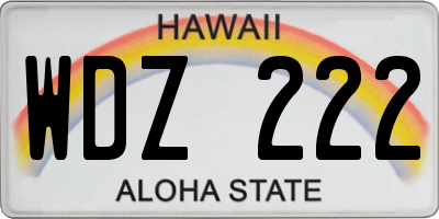 HI license plate WDZ222