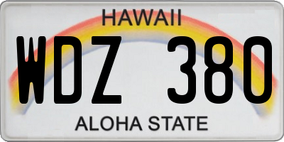 HI license plate WDZ380