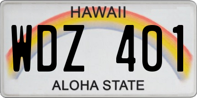 HI license plate WDZ401