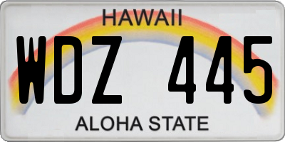HI license plate WDZ445