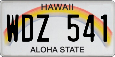 HI license plate WDZ541