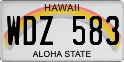 HI license plate WDZ583