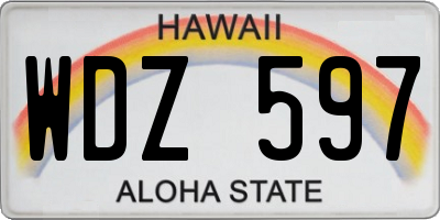 HI license plate WDZ597