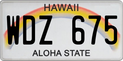 HI license plate WDZ675