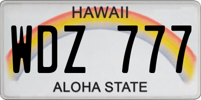 HI license plate WDZ777