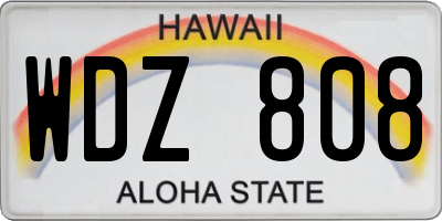 HI license plate WDZ808