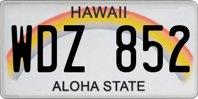 HI license plate WDZ852