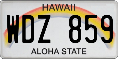 HI license plate WDZ859