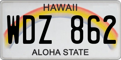 HI license plate WDZ862