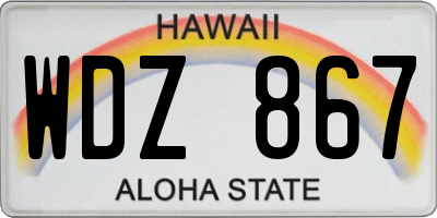 HI license plate WDZ867