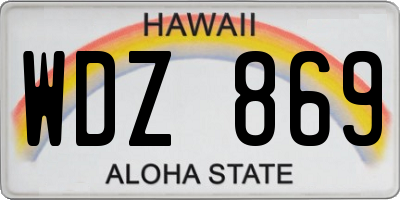 HI license plate WDZ869