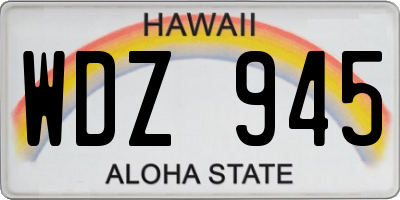 HI license plate WDZ945