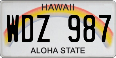 HI license plate WDZ987