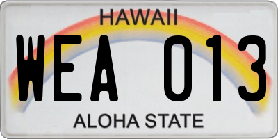 HI license plate WEA013
